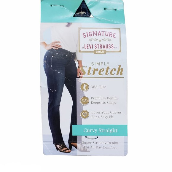 NWT  Signature Levi Curvy Straight Stretch Jeans Size 4 - Picture 1 of 10